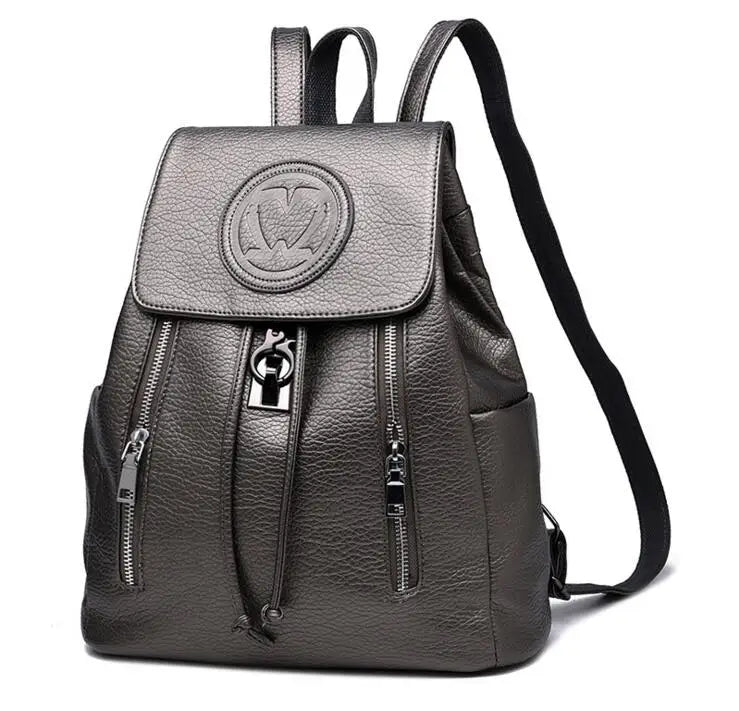 Lady PU Leather Backpack Travel Bag
