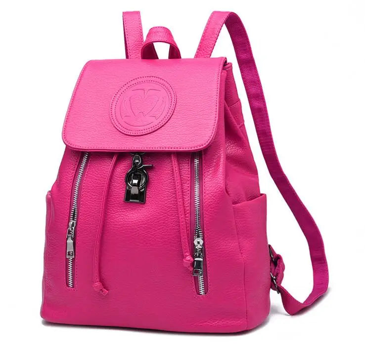 Lady PU Leather Backpack Travel Bag