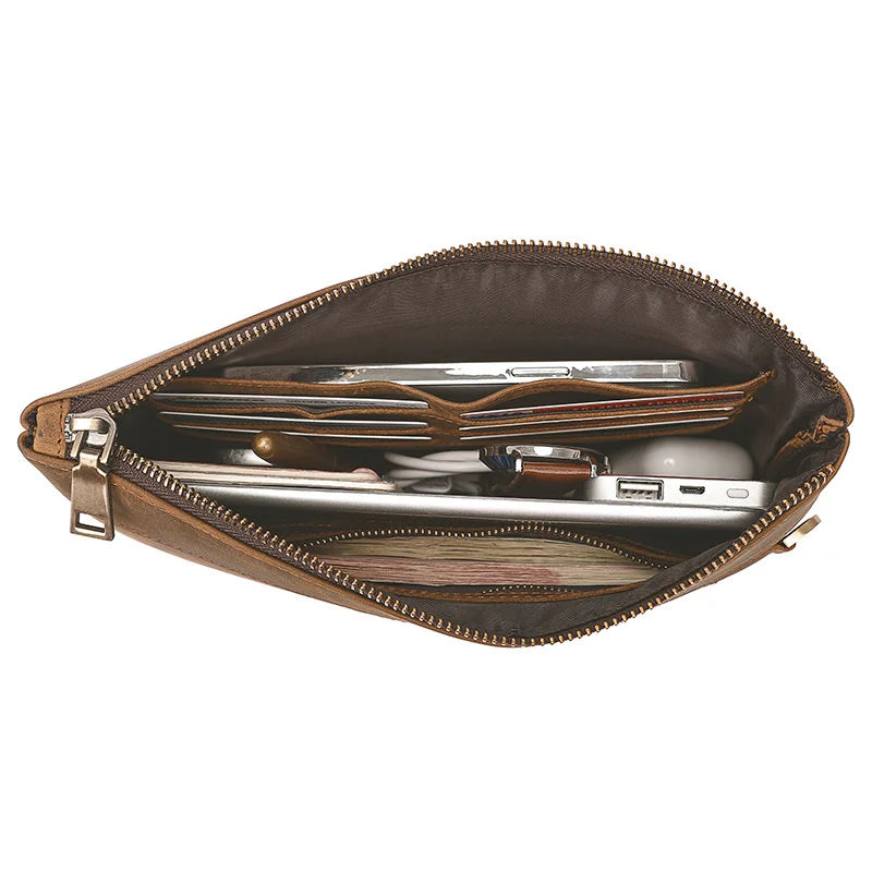 RFID Anti-Theft Crazy Horse Leather Armpit Bag