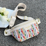 Rainbow Knitted Chest Bag Small Crossbody Bag Western Crossbody Bag
