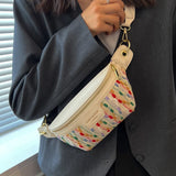 Rainbow Knitted Chest Bag Small Crossbody Bag Western Crossbody Bag