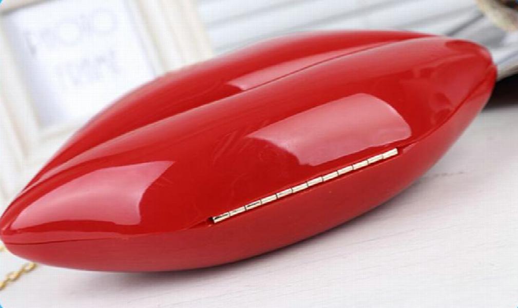 Acrylic Red Lips Evening Clutch Shoulder Handbag