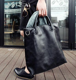 Men's PU Leather Handbag Large Tote Top-Handles