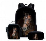 3pcs/set Wild Horses School Bag for Boys Orthopedic Backpacks