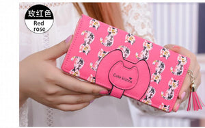 Cartoon Cat Long Wallet Small Fresh Two-fold Zipper Women's Wallet