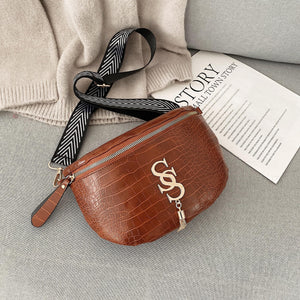 Casual Leather Waist Bag Chest Crossbody Purse for Women
