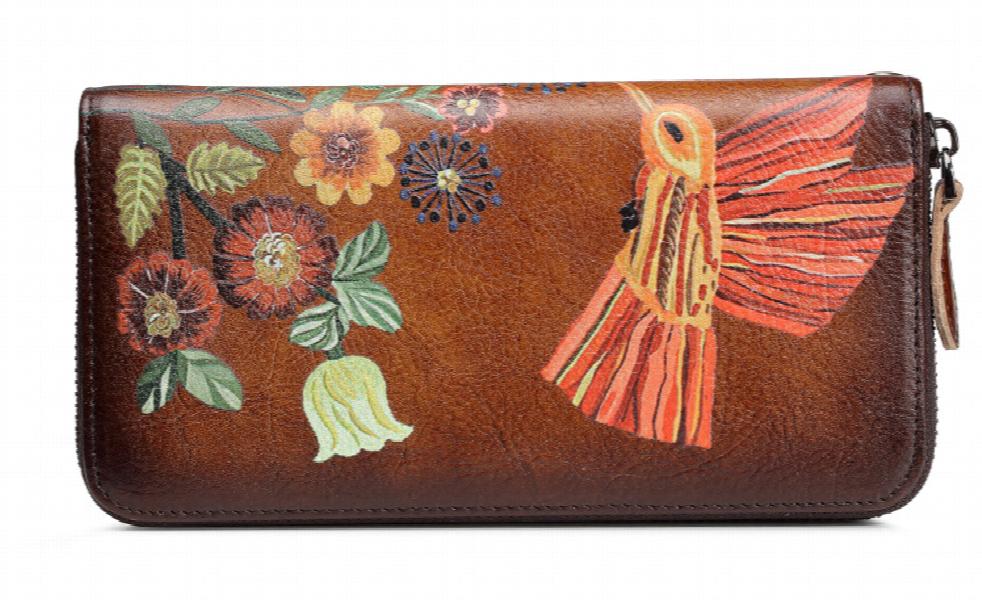 Artistic Leather Long Purse Woman Wallets Clutch Purse