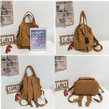 College Canvas Backpack Large Capacity Khaki Bag