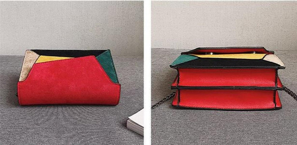 Retro Matte Patchwork Crossbody Bag with Chain Strap