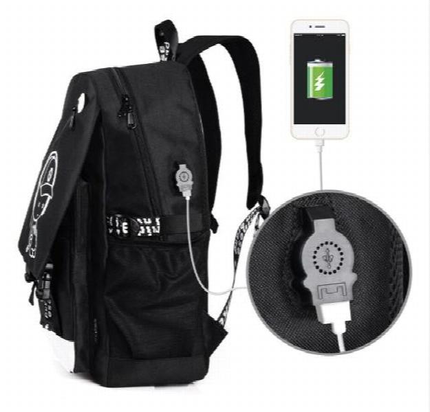 Boys School Backpack Luminous Animation USB Charge School Bags