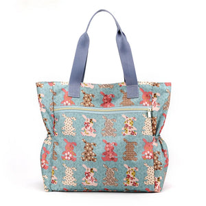 Floral Pattern Tote Bag Lightweight Nylon Beach Handbag Women's Shoulder Bag
