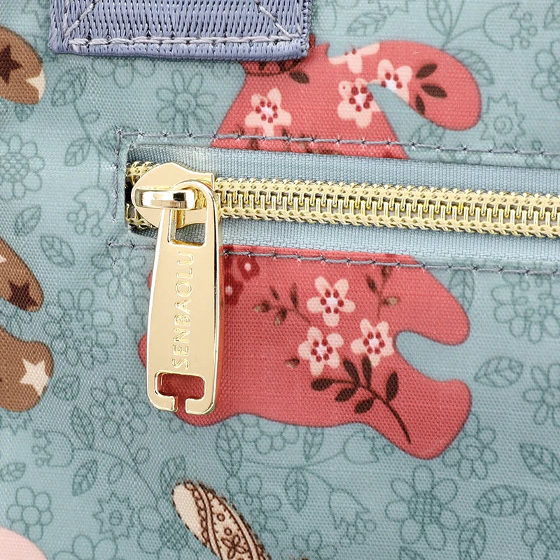 Floral Pattern Tote Bag Lightweight Nylon Beach Handbag Women's Shoulder Bag