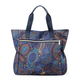 Floral Pattern Tote Bag Lightweight Nylon Beach Handbag Women's Shoulder Bag
