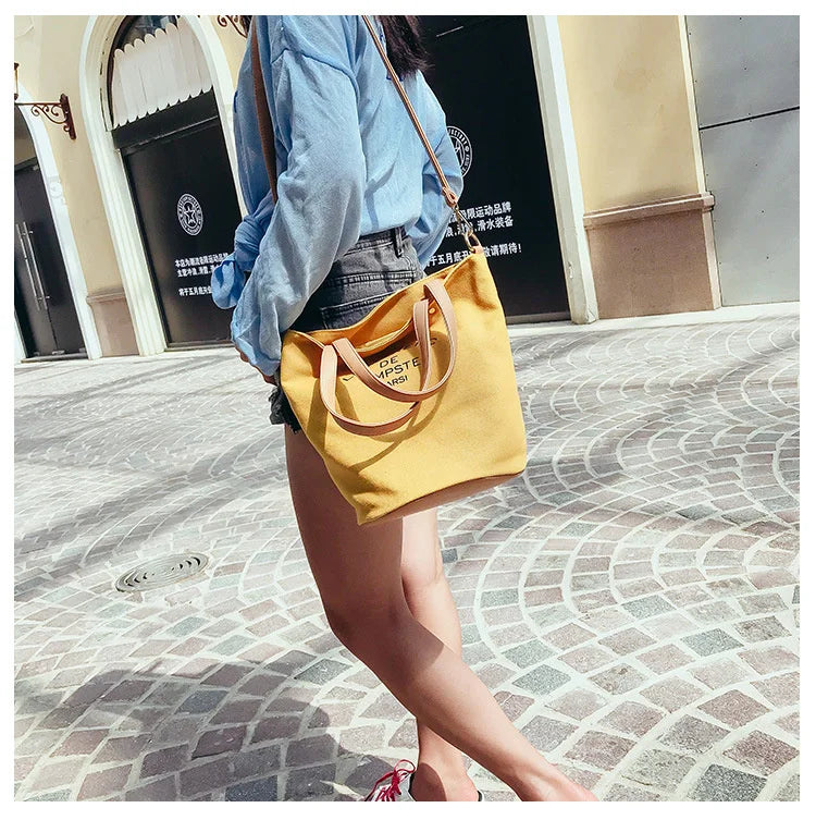 Mylb Ins Women's Handbag Canvas Letters Shoulder Bag Artistic