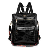 Crocodile Pattern Leather PU Backpack Large Capacity Travel Backpack
