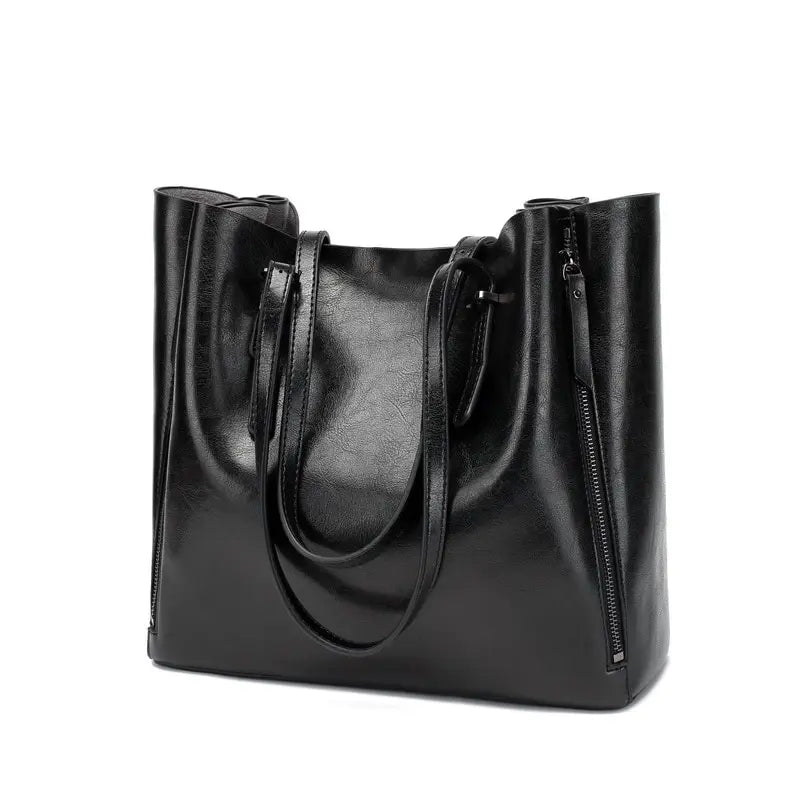 High Capacity Shoulder Bag Women's Oil Wax Leather Handbag