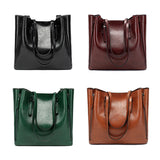 High Capacity Shoulder Bag Women's Oil Wax Leather Handbag