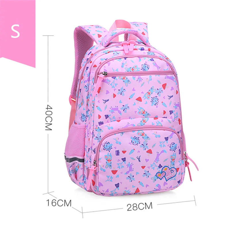 Girls Orthopedic School Backpack 1-6 Grade Flower Cartoon Print