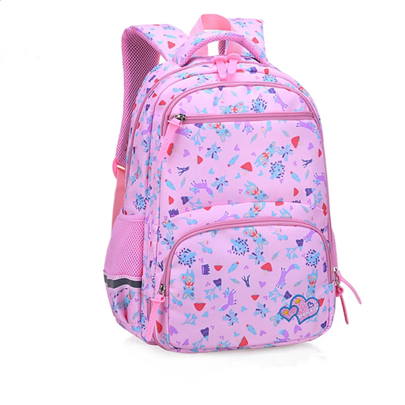 Girls Orthopedic School Backpack 1-6 Grade Flower Cartoon Print