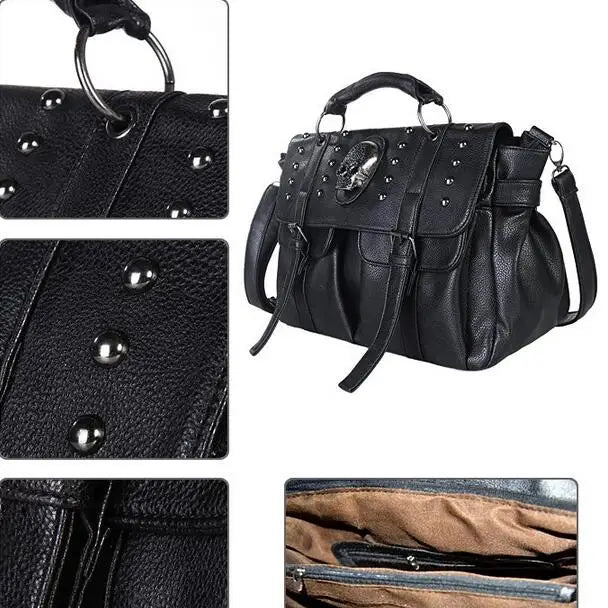Women Skull Rivet Shoulder Bag Tote Bag