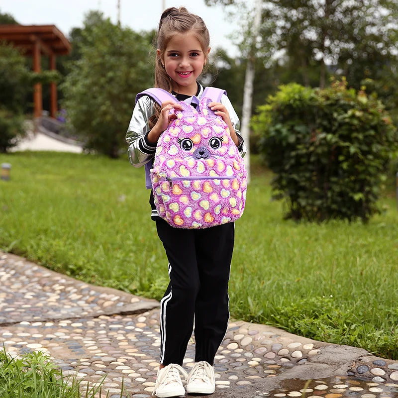 Plush Cat Bag Cartoon Schoolbags for Girls Small Kid Backpack