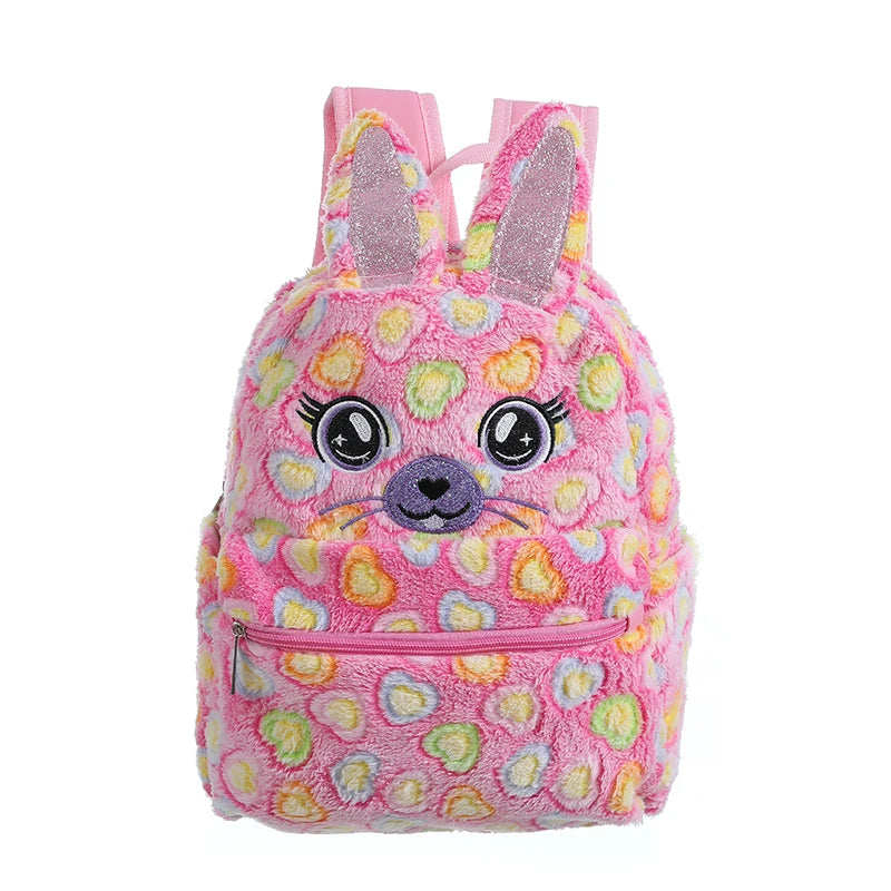 Plush Cat Bag Cartoon Schoolbags for Girls Small Kid Backpack