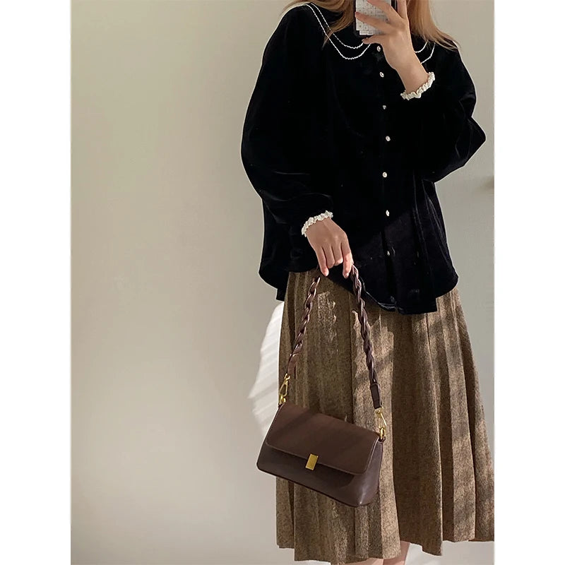 Luxury Handbag Women's French Bag Small Square Messenger Bag