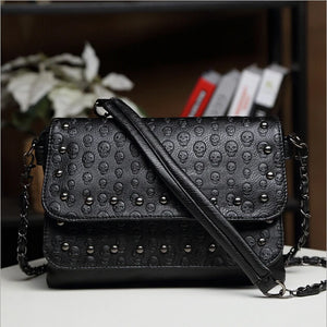 Stacy Bag Punk Rivet Shoulder Bag Lady Skull Print Bag