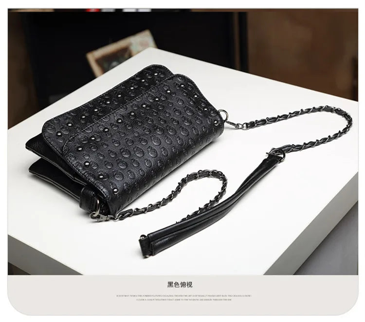 Stacy Bag Punk Rivet Shoulder Bag Lady Skull Print Bag