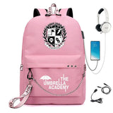 Umbrella Academy Backpack USB Charging Backpacks Female Male Chain Mochila