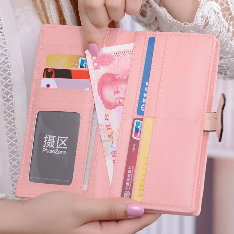 Cartoon Cat Long Wallet Small Fresh Two-fold Zipper Women's Wallet