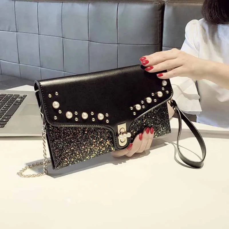 Vintage Leather Handbags Women Wedding Clutches Party Purse Crossbody Bags