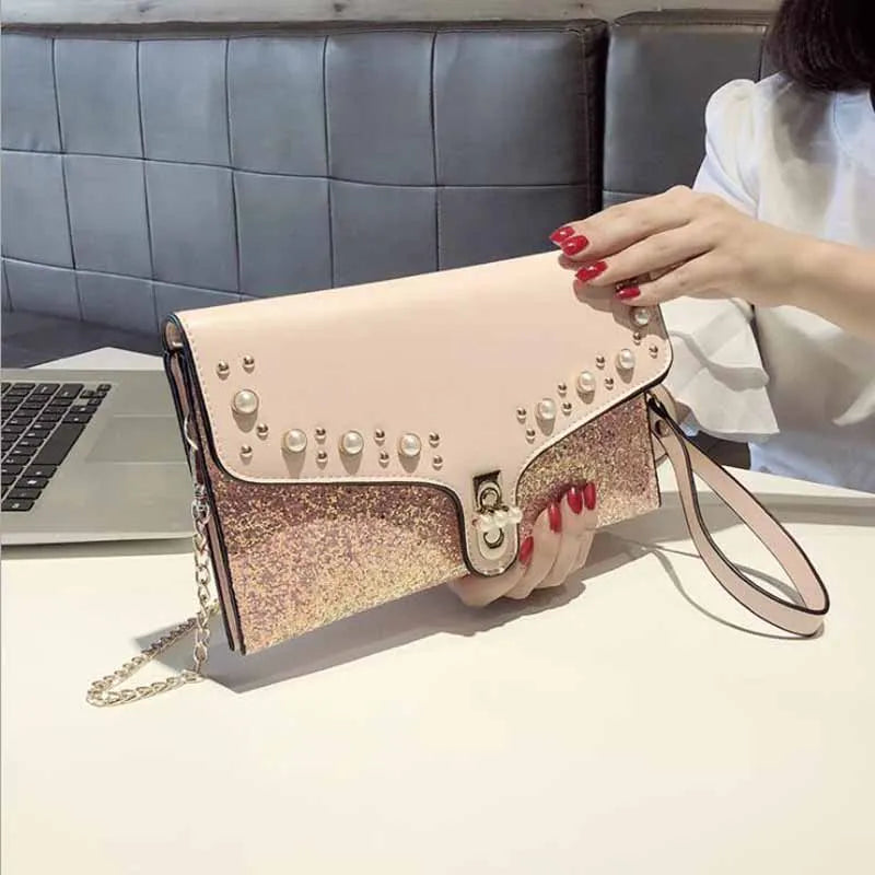 Vintage Leather Handbags Women Wedding Clutches Party Purse Crossbody Bags