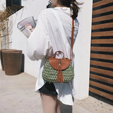 Vintage Tassel Saddle Rattan Women Shoulder Crossbody Bag