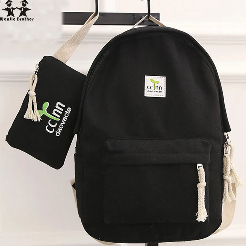 Canvas Shoulder College Wind School Student Bag Junior School Student Travel Bac