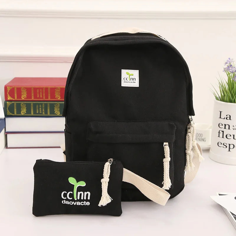 Canvas Shoulder College Wind School Student Bag Junior School Student Travel Bac