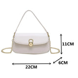 Brown Leather Crossbody Bag with Metal Chain - Casual Flap Handbag