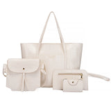 Women's 4pcs Set PU Leather Handbags Shoulder Crossbody Tote Clutch Bags