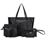 Women's 4pcs Set PU Leather Handbags Shoulder Crossbody Tote Clutch Bags