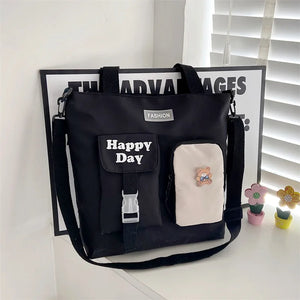 Casual Contrast Messenger Bag Harajuku Nylon Cloth