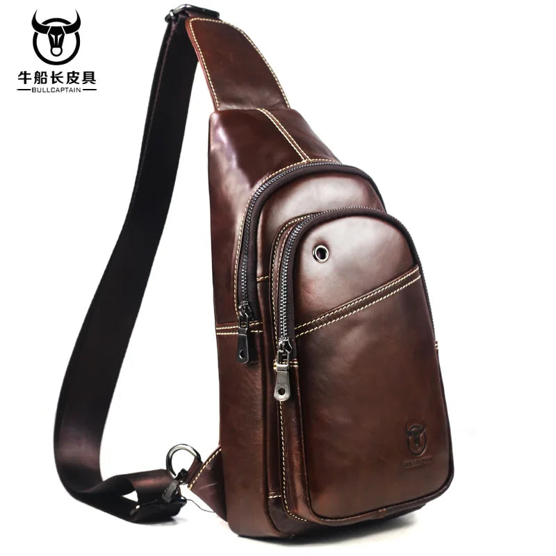 Chest Bag Leather Messenger Bag for Men