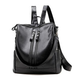 Lady Casual PU Leather Backpack Female Travel Bag