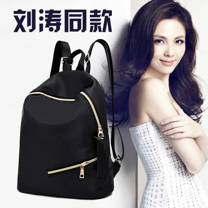 Lady Nylon Travel Backpack Black