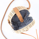 Hand Woven Round Rattan Bag for Women - Beach Bag