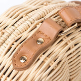 Hand Woven Round Rattan Bag for Women - Beach Bag