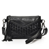 Women Rivet Tassel Clutch Bag Female Shoulder Bag