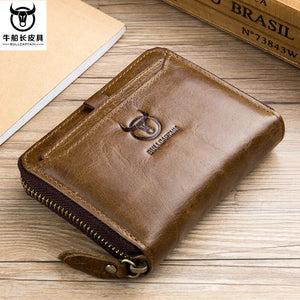 Men's Leather Short Zipper Clutch Wallet