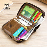 Men's Leather Short Zipper Clutch Wallet