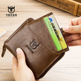Men's Leather Short Zipper Clutch Wallet
