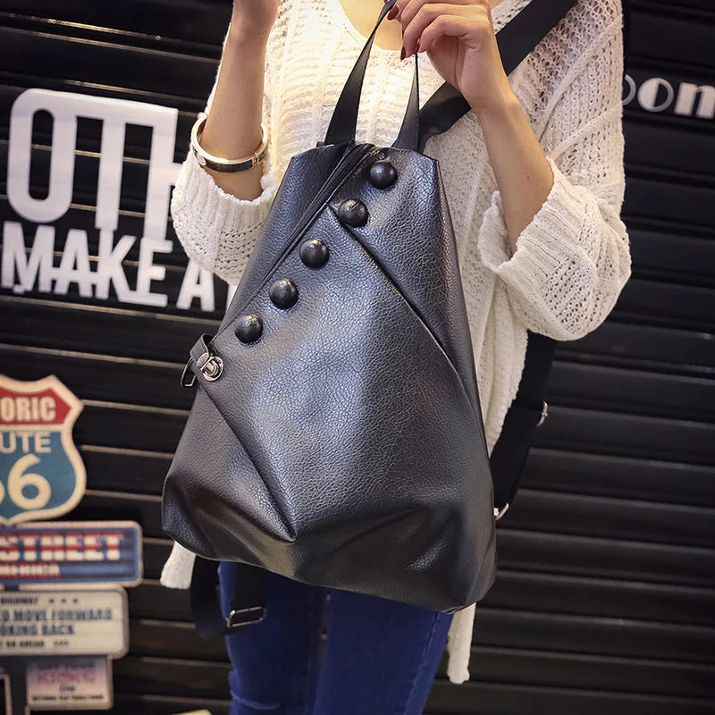 Women PU Leather Backpack with Multiple Pockets